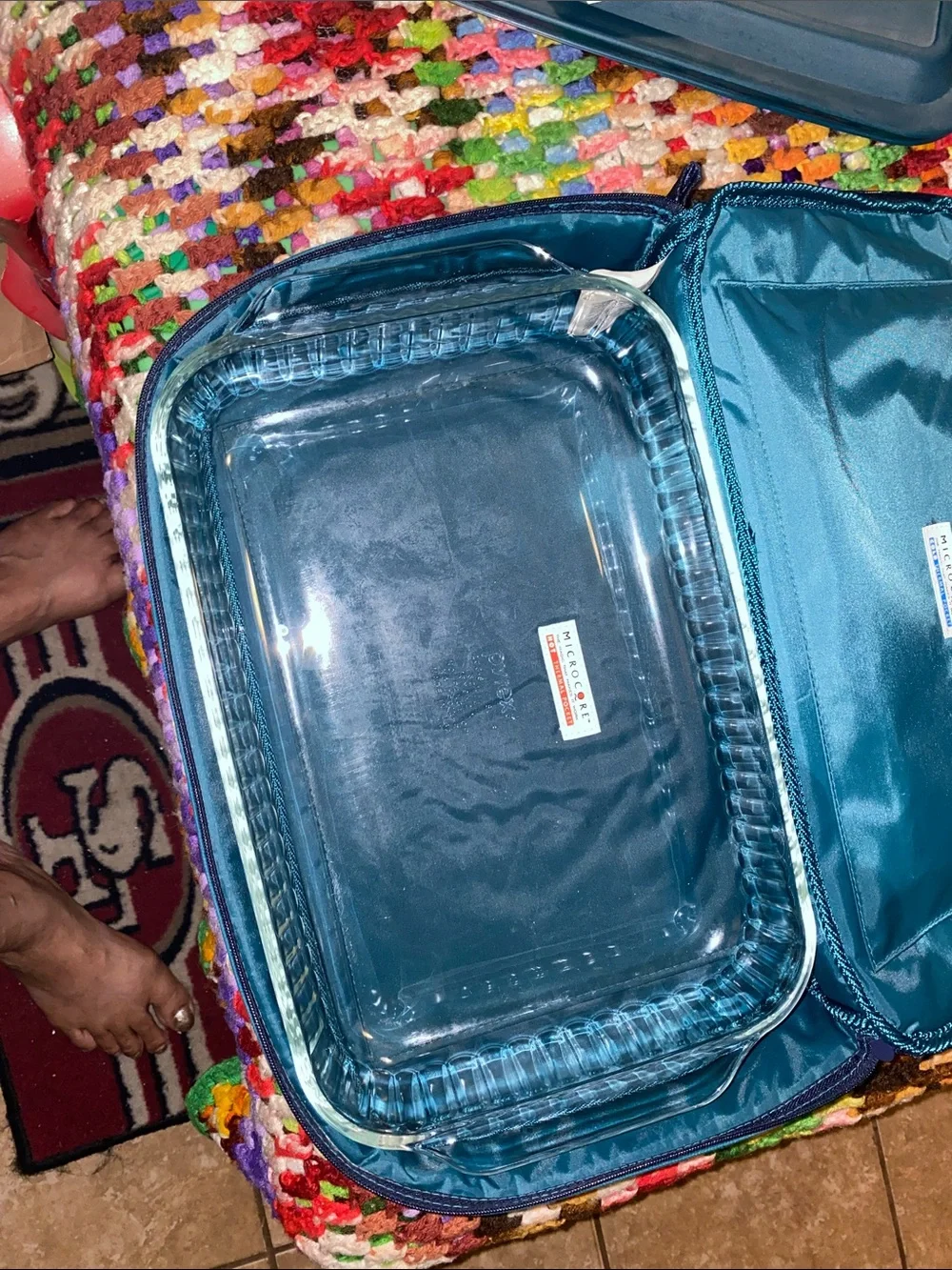 Vintage Pyrex Glass Baking Dish with Insulated Storage Bag Set